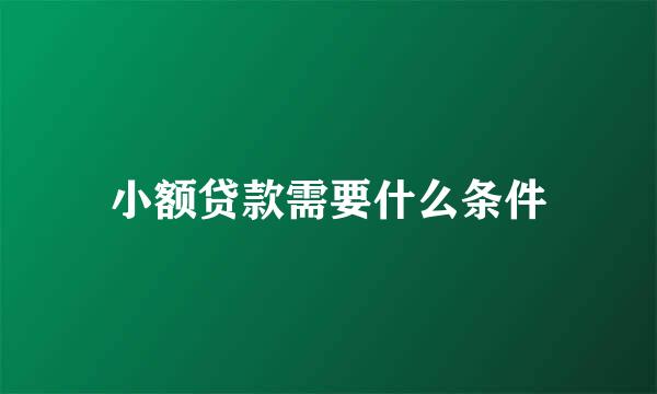小额贷款需要什么条件