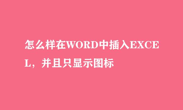 怎么样在WORD中插入EXCEL，并且只显示图标