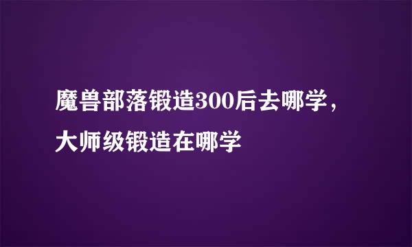 魔兽部落锻造300后去哪学，大师级锻造在哪学
