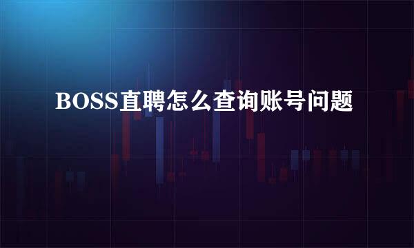 BOSS直聘怎么查询账号问题