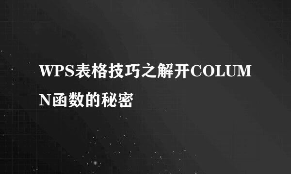 WPS表格技巧之解开COLUMN函数的秘密