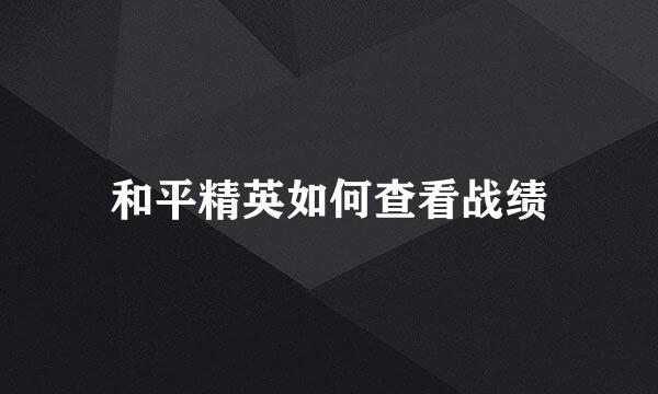 和平精英如何查看战绩