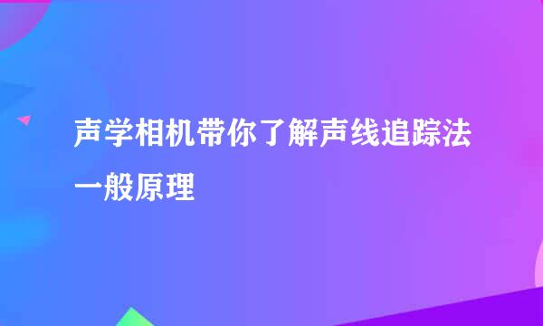 声学相机带你了解声线追踪法一般原理