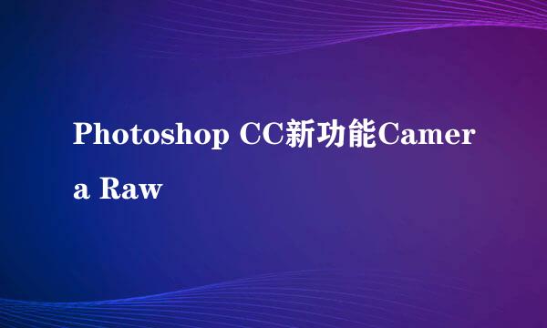 Photoshop CC新功能Camera Raw