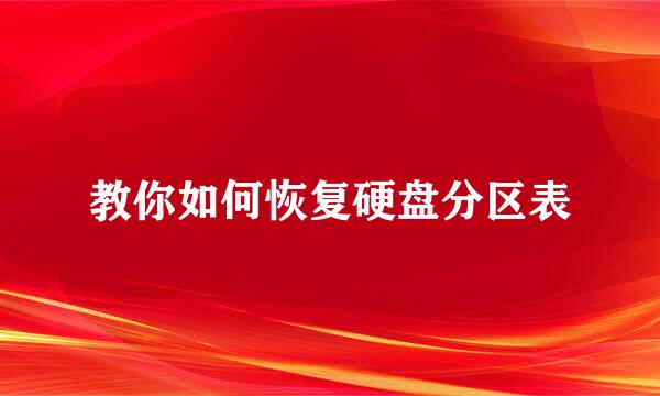 教你如何恢复硬盘分区表
