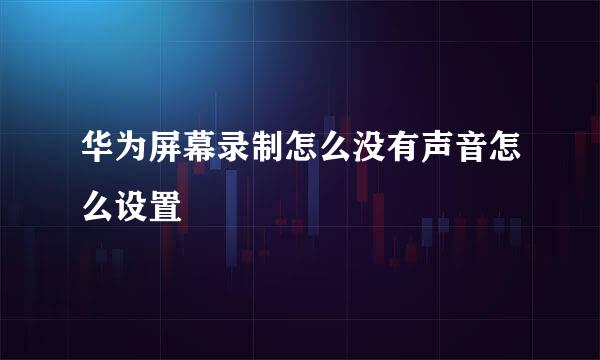 华为屏幕录制怎么没有声音怎么设置