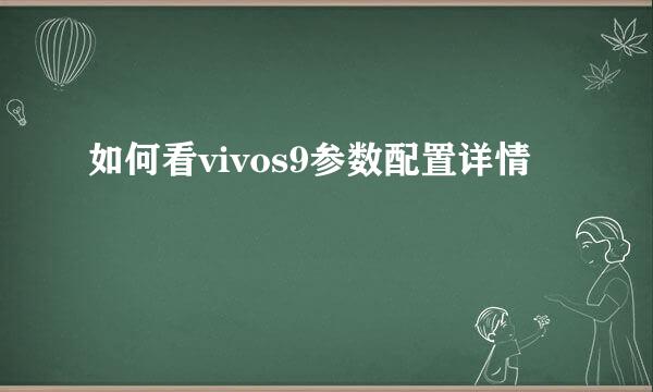 如何看vivos9参数配置详情