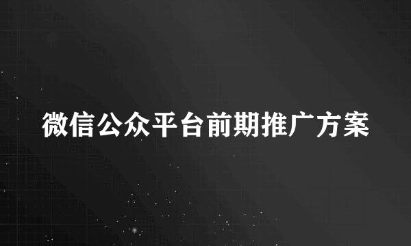 微信公众平台前期推广方案