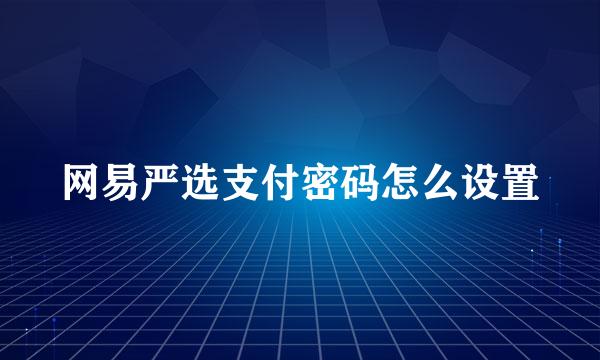 网易严选支付密码怎么设置