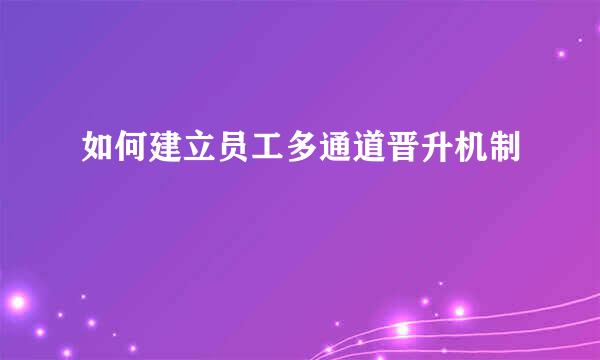 如何建立员工多通道晋升机制