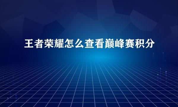 王者荣耀怎么查看巅峰赛积分