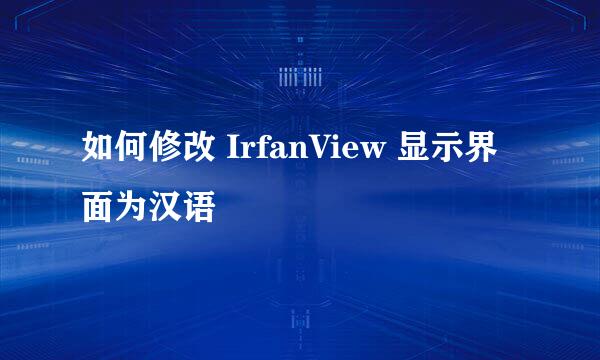 如何修改 IrfanView 显示界面为汉语