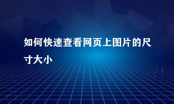 如何快速查看网页上图片的尺寸大小