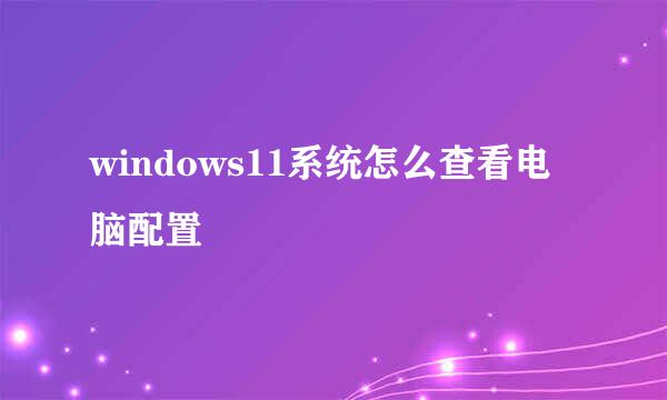 windows11系统怎么查看电脑配置