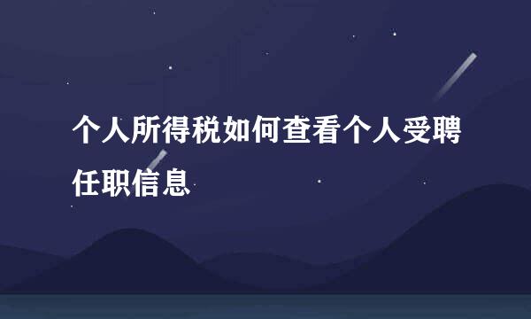 个人所得税如何查看个人受聘任职信息