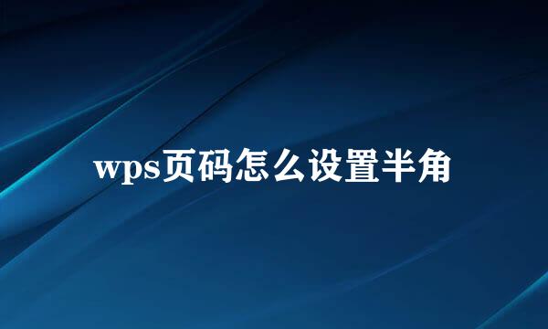 wps页码怎么设置半角