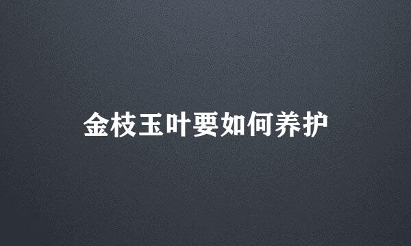 金枝玉叶要如何养护
