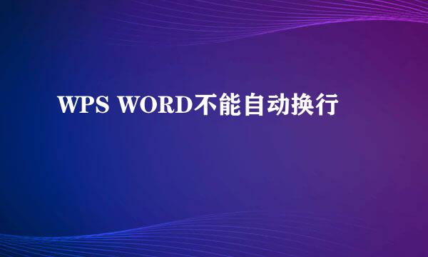 WPS WORD不能自动换行