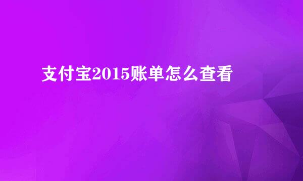 支付宝2015账单怎么查看