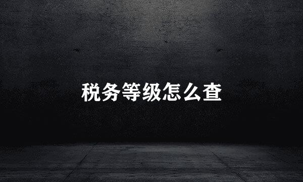 税务等级怎么查