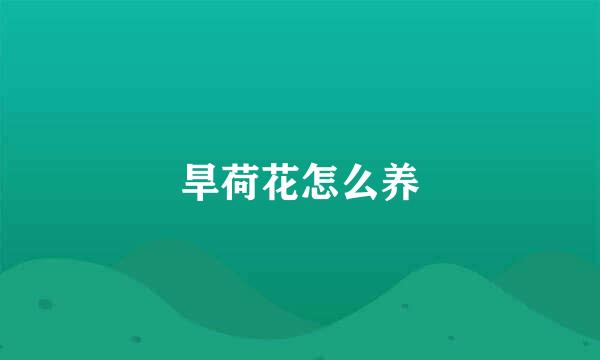 旱荷花怎么养