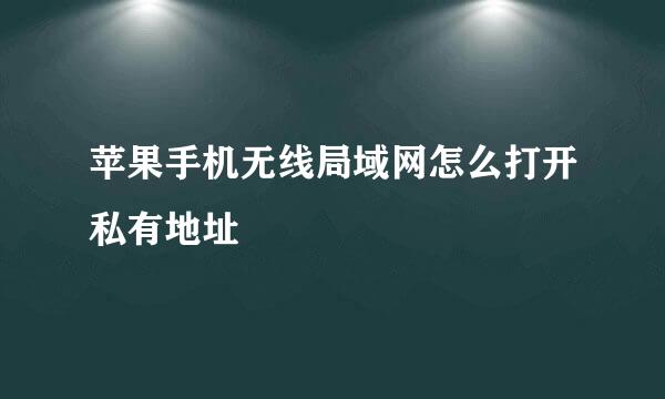 苹果手机无线局域网怎么打开私有地址