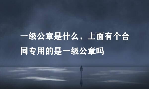 一级公章是什么，上面有个合同专用的是一级公章吗