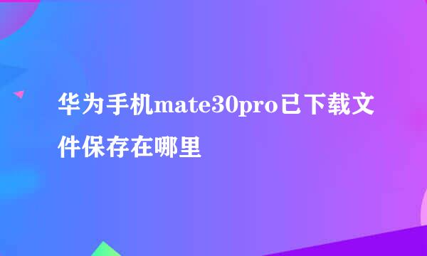 华为手机mate30pro已下载文件保存在哪里