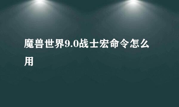 魔兽世界9.0战士宏命令怎么用