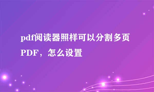 pdf阅读器照样可以分割多页PDF，怎么设置