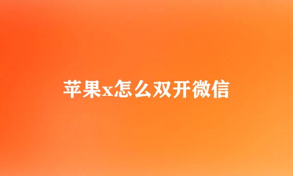 苹果x怎么双开微信
