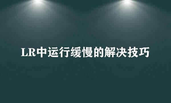 LR中运行缓慢的解决技巧
