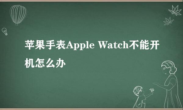 苹果手表Apple Watch不能开机怎么办