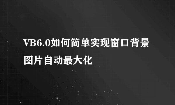 VB6.0如何简单实现窗口背景图片自动最大化