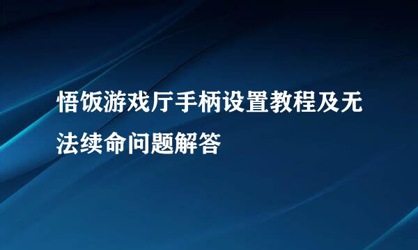 悟饭游戏厅手柄设置教程及无法续命问题解答