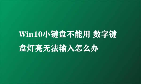 Win10小键盘不能用 数字键盘灯亮无法输入怎么办