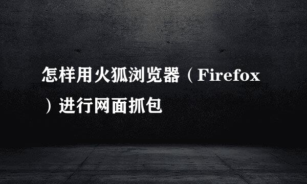 怎样用火狐浏览器（Firefox）进行网面抓包