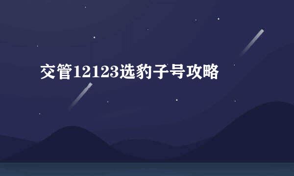 交管12123选豹子号攻略