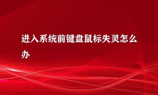 进入系统前键盘鼠标失灵怎么办