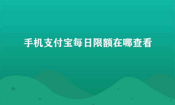 手机支付宝每日限额在哪查看