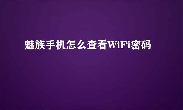 魅族手机怎么查看WiFi密码