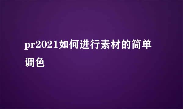 pr2021如何进行素材的简单调色
