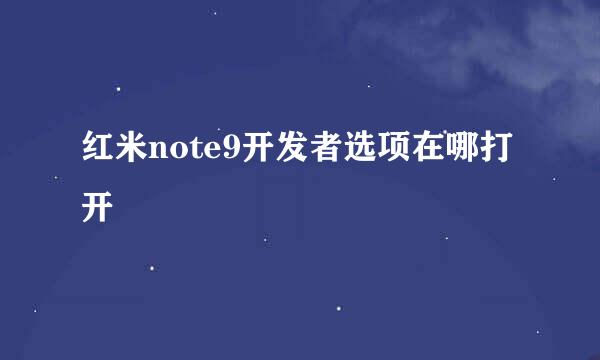 红米note9开发者选项在哪打开