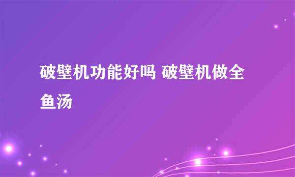 破壁机功能好吗 破壁机做全鱼汤