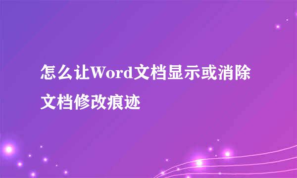 怎么让Word文档显示或消除文档修改痕迹