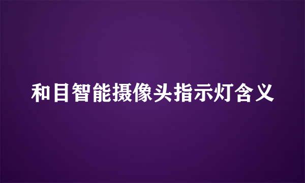 和目智能摄像头指示灯含义