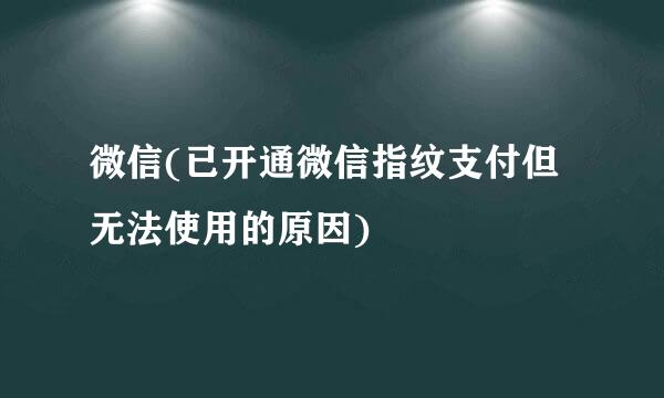 微信(已开通微信指纹支付但无法使用的原因)