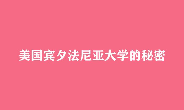 美国宾夕法尼亚大学的秘密