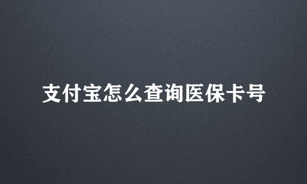 支付宝怎么查询医保卡号
