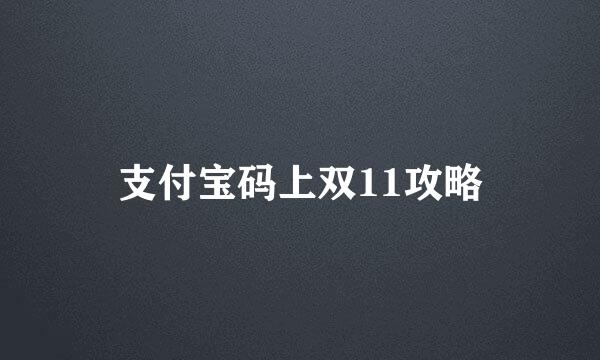 支付宝码上双11攻略